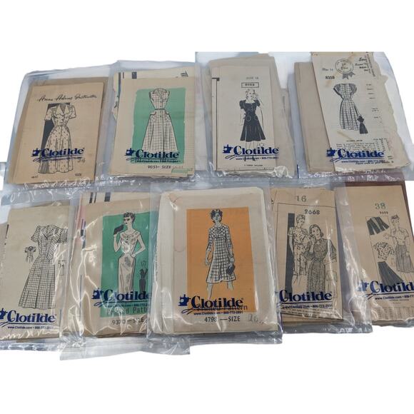 Vintage 1950's 60's Lot 9 CLOTILDE SEWING PATTERNS Anne Adams Marian Martin - Picture 1 of 6
